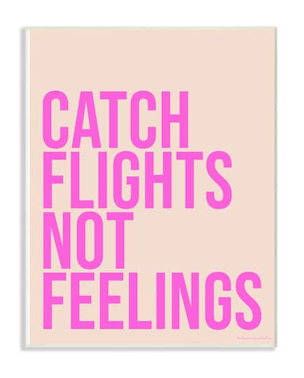 Stupell Industries lulusimonSTUDIO Catch Flights Not Feelings Wood Wall Plaque in Pink | 10" x 15" | Michaels®